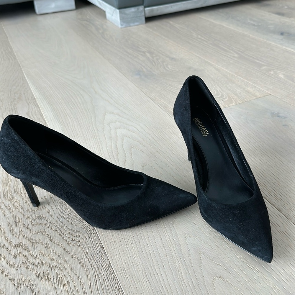 Michael Kors 3” Suede Heels, Black, 7.5